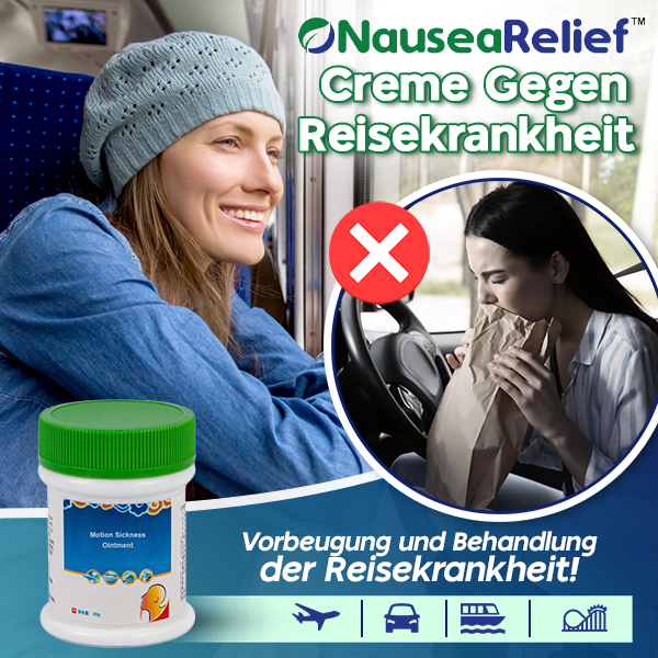 Erhalten Sie sich 3 Packungen des NauseaRelief™ Creme gegen Reisekrankheit mit 70% Rabatt!