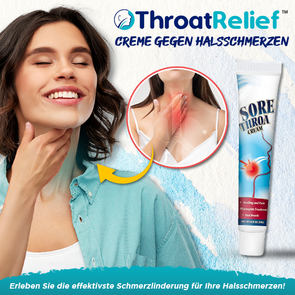 Erhalten Sie 3 Packungen ThroatRelief™ Creme gegen Halsschmerzen mit 70% Rabatt!
