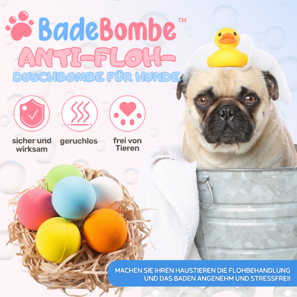 Wie wäre es mit nur 5 Packungen BadeBombe™ Anti-Floh-Duschbombe für Hunde für nur €9,99?