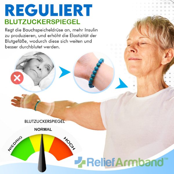 Erhalten Sie 2 Stück ReliefArmband™ Diabetes-Kontroll-Armband mit 75% Rabatt